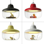pendants led suspension chambre salon original oiseaux enfants dinosaures abatjour transparent Blanc