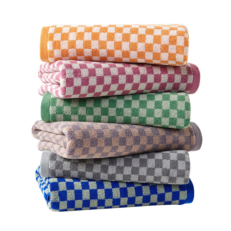 ensemble serviettes bain main coton carreaux moderne absorption rapide haute qualité