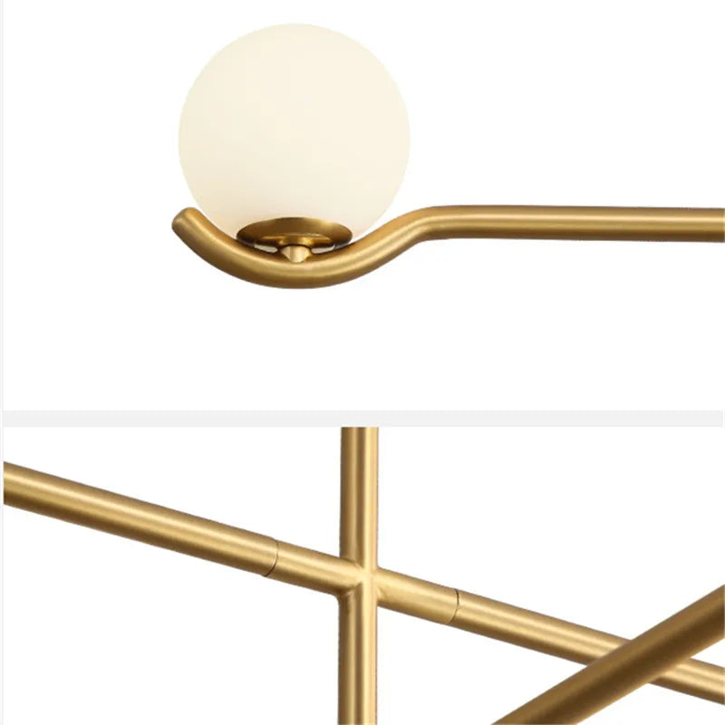 suspension lumineuse moderne sphères translucides structure métallique noir blanc minimaliste plafonnier led contemporain