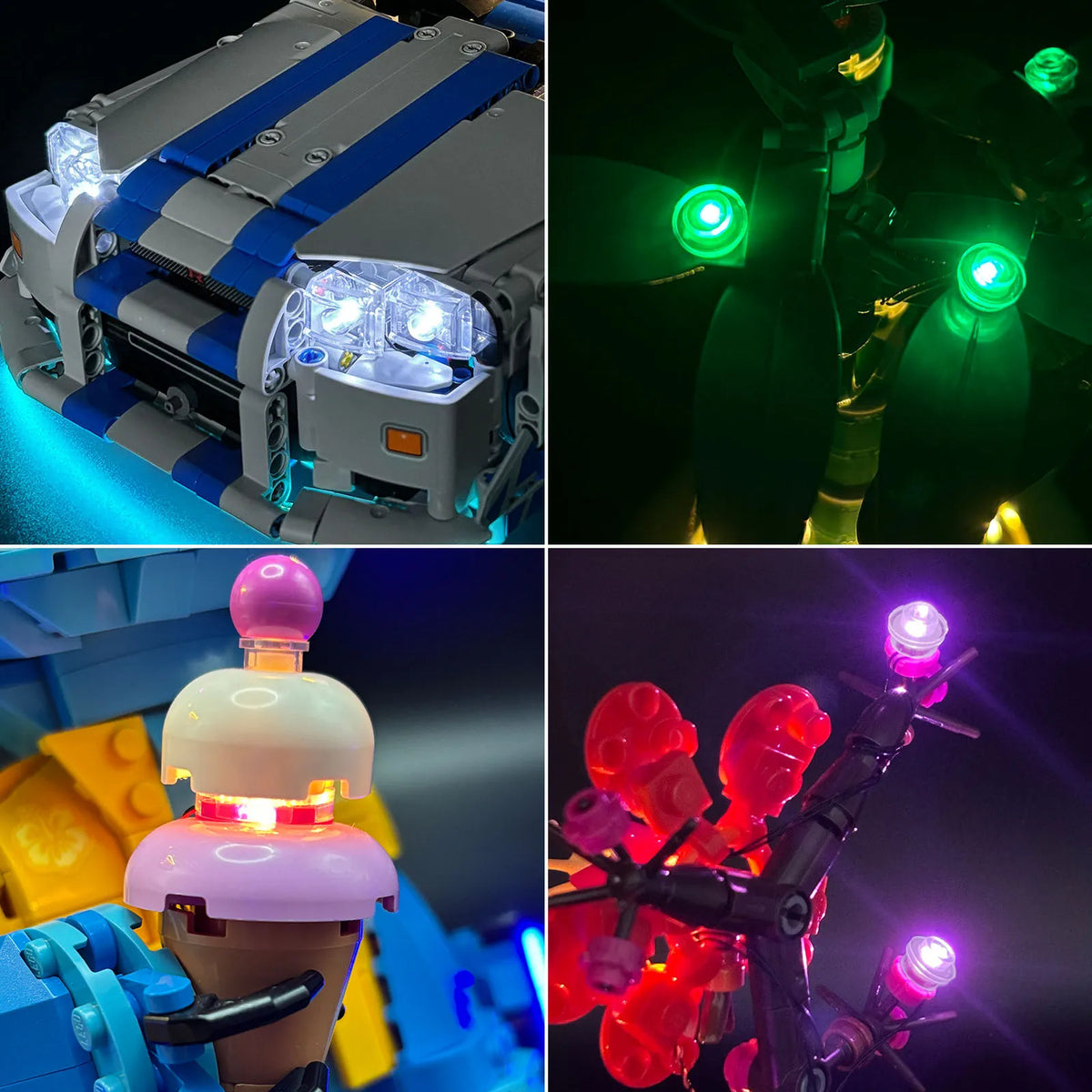 blocs construction lumineux blanc bleu vert rouge adhésif flash slow éclairage usb compatible moderne