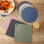 tapis silicone moderne rose gris vert olive texture nid d'abeille carré rond cuisine
