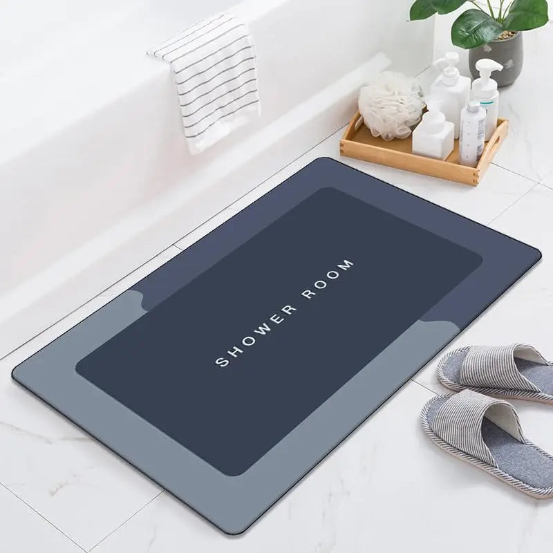 tapis douche moderne adhésif antidérapant absorbant confortable salle bain gris foncé