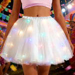 Jupe tutu lumineuse LED bleu rouge blanc moderne festive femme carnaval
