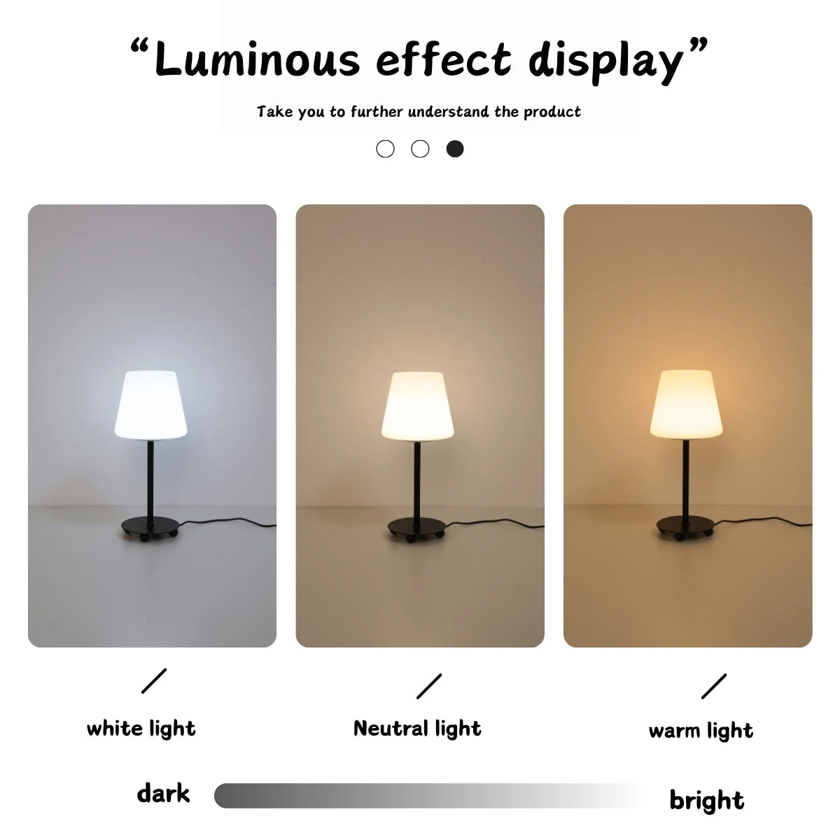 lampe table moderne noir blanche lumière ambiane tricolore chambre salon usb