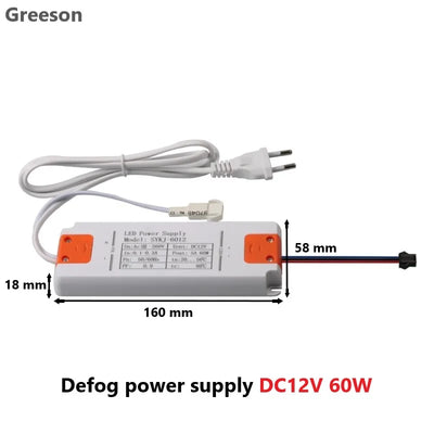 Transformateur LED antibuée pour miroir de salle de bain en couleur argent
