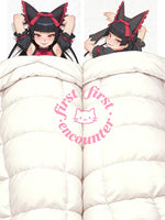 housse coussin oreilles chat motif anime noir rouge blanc polyester portrait adultère double face