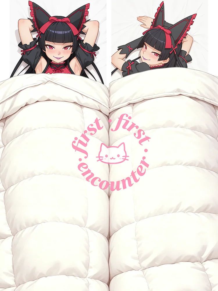 housse coussin oreilles chat motif anime noir rouge blanc polyester portrait adultère double face
