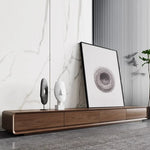 meuble tv long bois marron foncé moderne salon nordique bois naturel