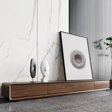 meuble tv long bois marron foncé moderne salon nordique bois naturel