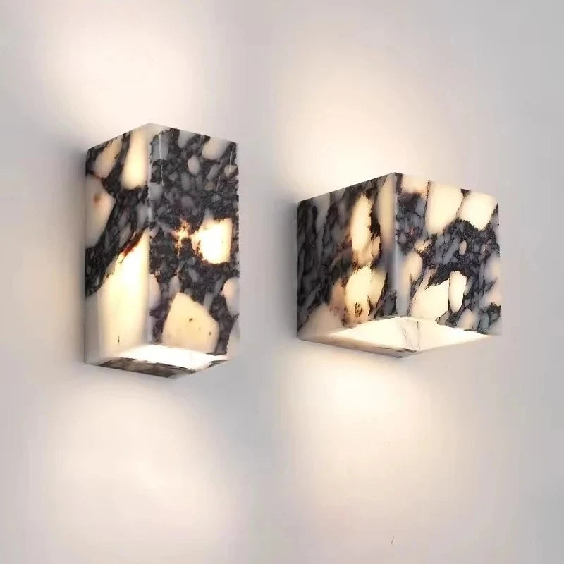 lampe murale moderne marbre blanc noir jaune éclairage led 6000k 4000k 3000k interrupteur
