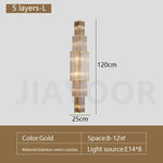 applique murale moderne cristal doré tubes horizontaux lumière led salon luxe élégant
