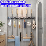 porte balai mural moderne adhésif gris blanc noir Brosse balai gant serviette spray