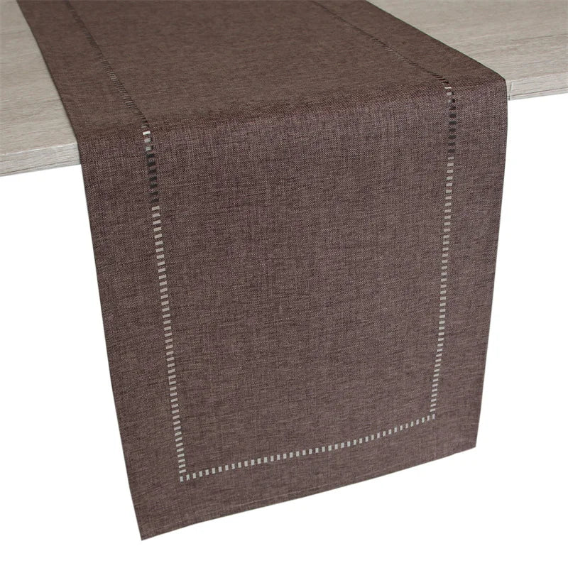 nappe table lin brodé gris foncé beige moderne décoration intérieure rustique 32x180cm 32x280cm assiettes