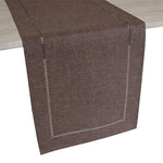nappe table lin brodé gris foncé beige moderne décoration intérieure rustique 32x180cm 32x280cm assiettes
