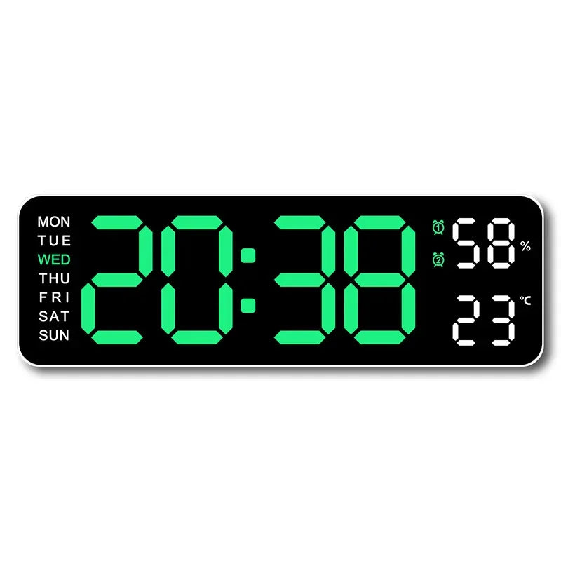 horloge numérique murale led noir bleu vert affichage temperature humidite réveil électronique aiguille moderne