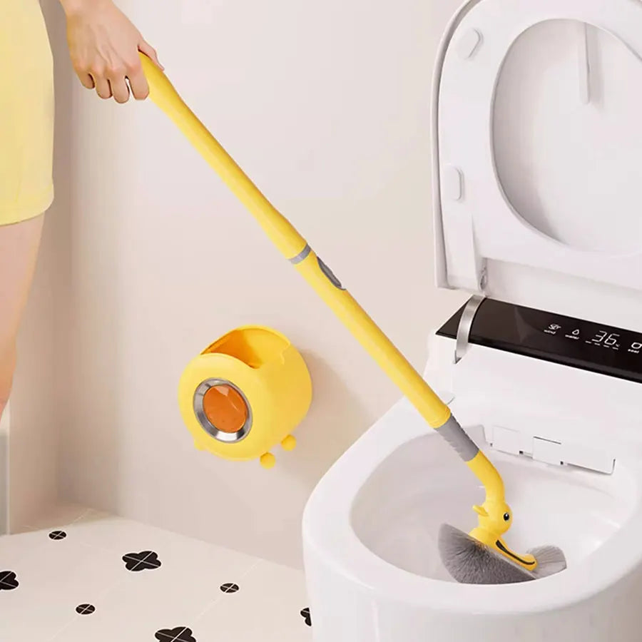 brosse wc murale canard jaune poils gris moderne salle bain ventouse sans angle mort