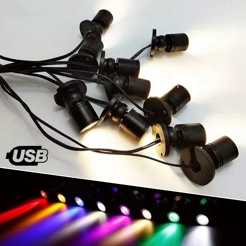 projecteur led usb mini adhésif rotatif angle câble switch 5v bijoux étagère moderne compact