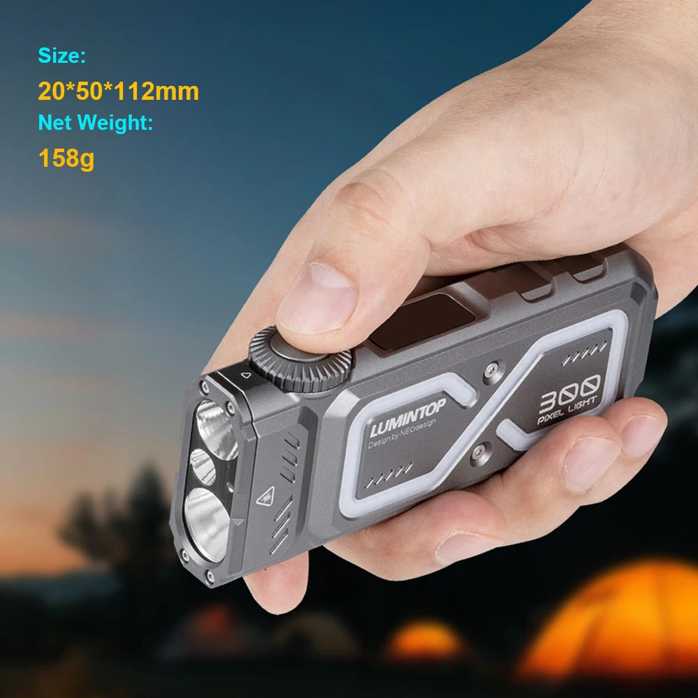 lampe torche led uv rechargeable 1300 lumens gris marron orange camping