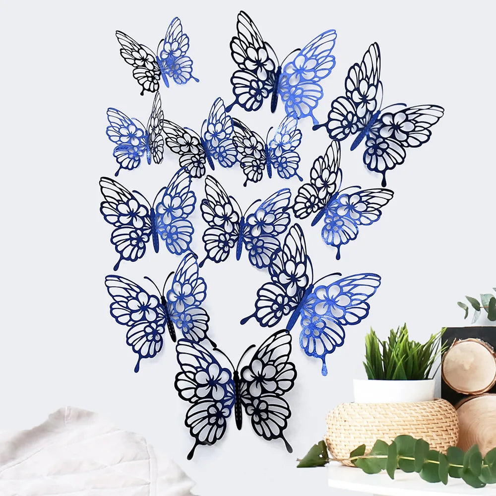 papillons décoratifs adhésifs rose violet doré bleu ajouré artisanal élégant décoration maison mariage salon