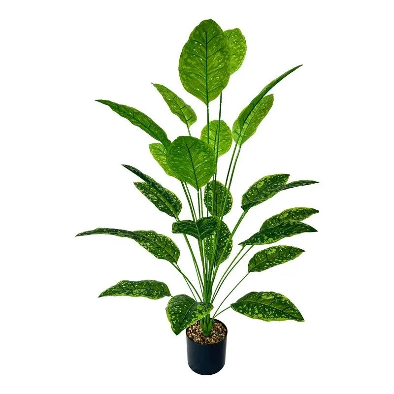 plante artificielle verte feuilles larges moderne pot décoration intérieure extérieure
