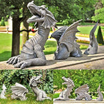 statues dragons decoratives exterieur intérieur gris argenté ecailles detaille fantastique medieval