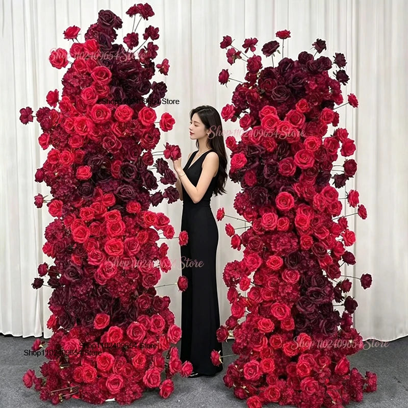 arche decorative fleurs artificielles rouge bordeaux decoration maison event anniversaire mariageintérieur classic