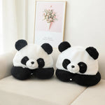 coussin voyage forme panda blanc noir peluche doux créatif mignon bouton pression portable sieste
