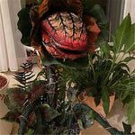statue plante carnivore audrey ii halloween réplique plante vert rouge marron feuilles texturées pot
