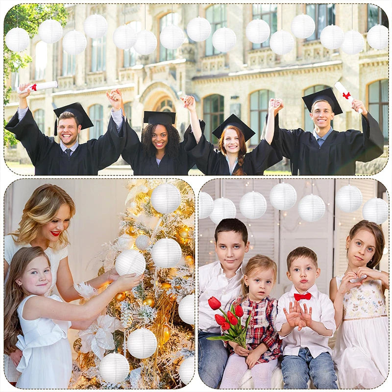 boules papier blanc rayures horizontales modernes mariage anniversaire halloween 20pcs clips