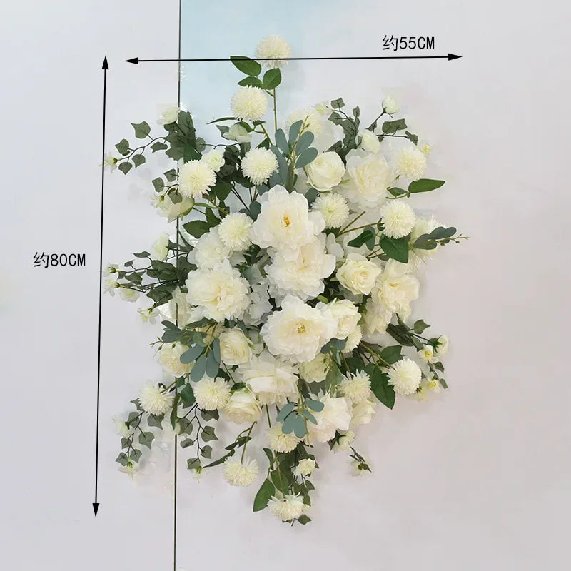 décoration murale fleurs artificielles blanc roses mariage romantique intérieur eucalyptus verte
