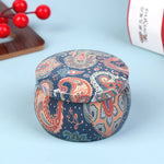 boîte ronde rangement cosmétique décorative motif floral boho chic pot stockage bijoux maquillage