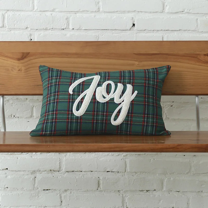 housse coussin tartan vert flocon arbre noël décoration maison festive polyester moderne