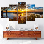 paysage coucher soleil lac tableaux modernes multi images toile sans cadre horizontalDecorationIntérieureModerne