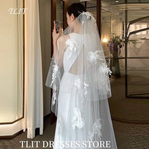voile mariée blanc motif floral relief bord coupé robe mariée
