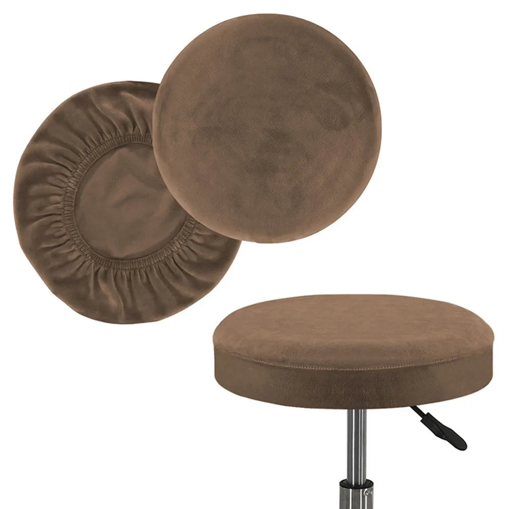 housse coussin tabouret rond velours beige moderne fixation protection siège fauteuil salon