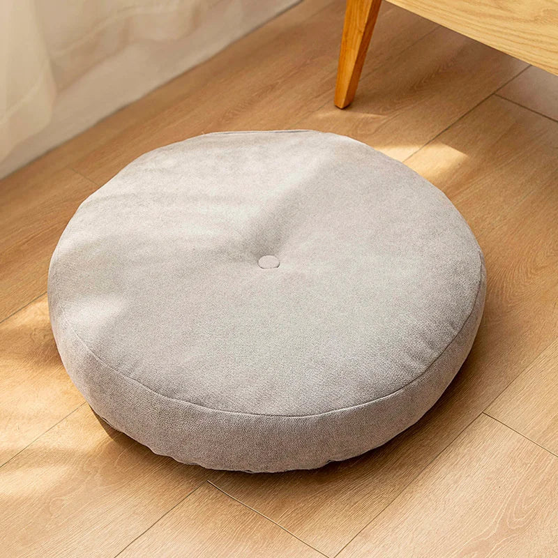 coussin siège rond velours polyester lavable moderne beige bleu vert jaune gris crocheté