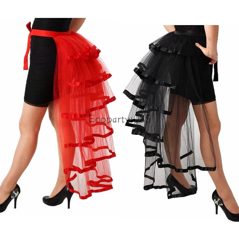 jupe tulle rouge blanche noire marron transparente rubans vintage mousseline cocktail femme