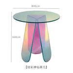 table basse moderne transparente effet arc ciel diamètre 40 hauteur 40 salon chambre coucher