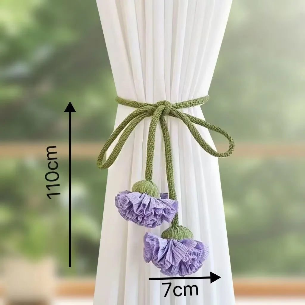 ruban fenêtre fleuri vert blanc orange beige violet décoratif artisanal noyau plat