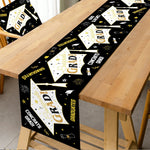 nappe table fête remise diplôme motifs cérémonie confettis étoiles feu artificiel polyester noire or
