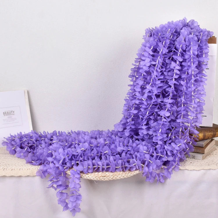 guirlande florale artificielle blanc vert rose jaune mariage décoration intérieure romantique hortensia soie 10