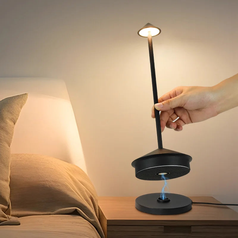 lampe table moderne rechargeable interrupteur tactile contemporaine led noir basse consommation