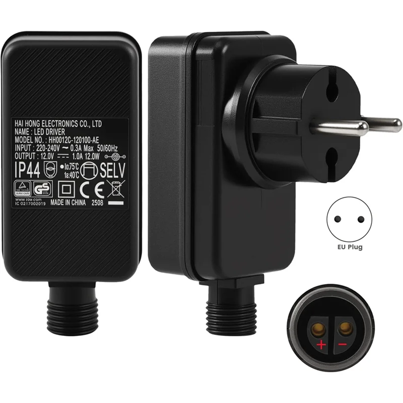 Adaptateur LED 12V 1A Alimentation Pliable Extérieur Anti eau Noël Guirlandes Lumineuses Branchement Polyester