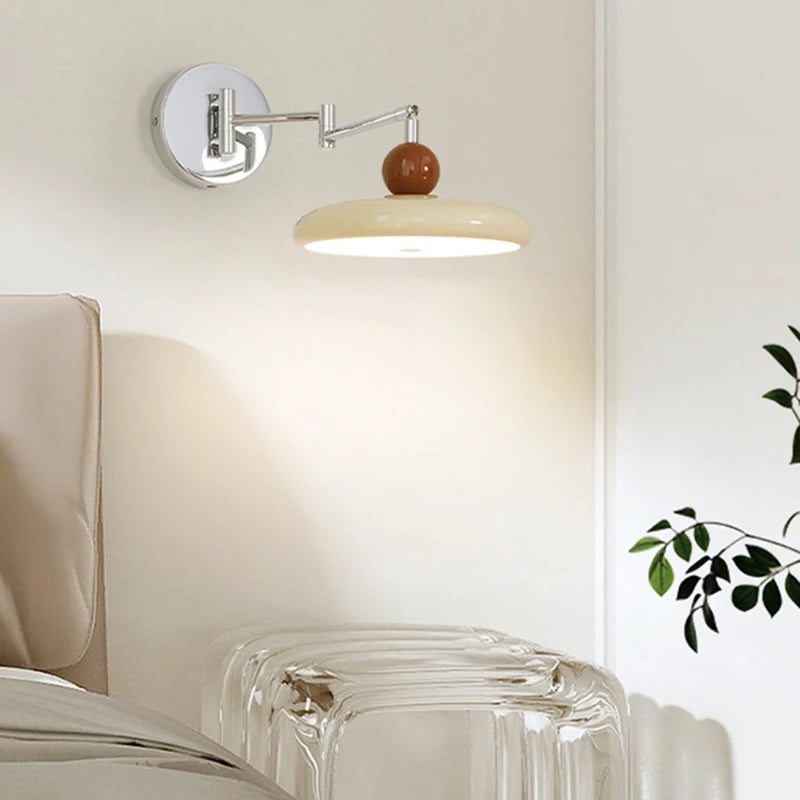 lampe murale led moderne rétractable rotative fer blanc chambre cuisine salle bain
