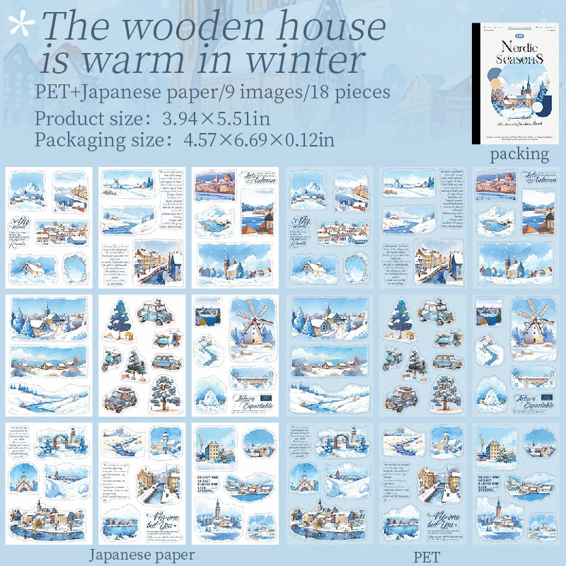 sticker paysagiste saisonnier scrapbooking stickers autocollants livres stickers paysages naturenels illustrations paysages urbains