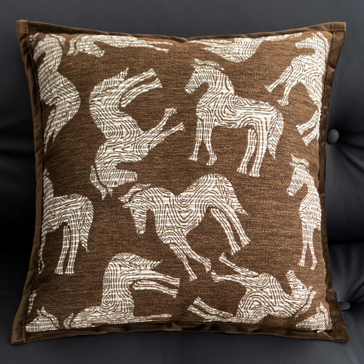 housse coussin polyester géométrique beige marron nordique contemporain adhésif tassel decoration intérieur voiture
