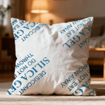 coussin carré moderne imprimé desiccant polyester blanc 45x45cm zip invisible lavable