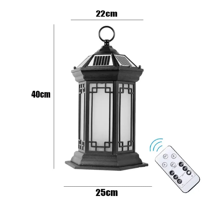 lanterne solaire noir grille géométrique ip65 protection moderne télécommande inclusion