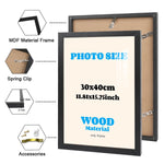 cadre photo moderne noir blanc bois 30x40cm acrylique carton clips ressort