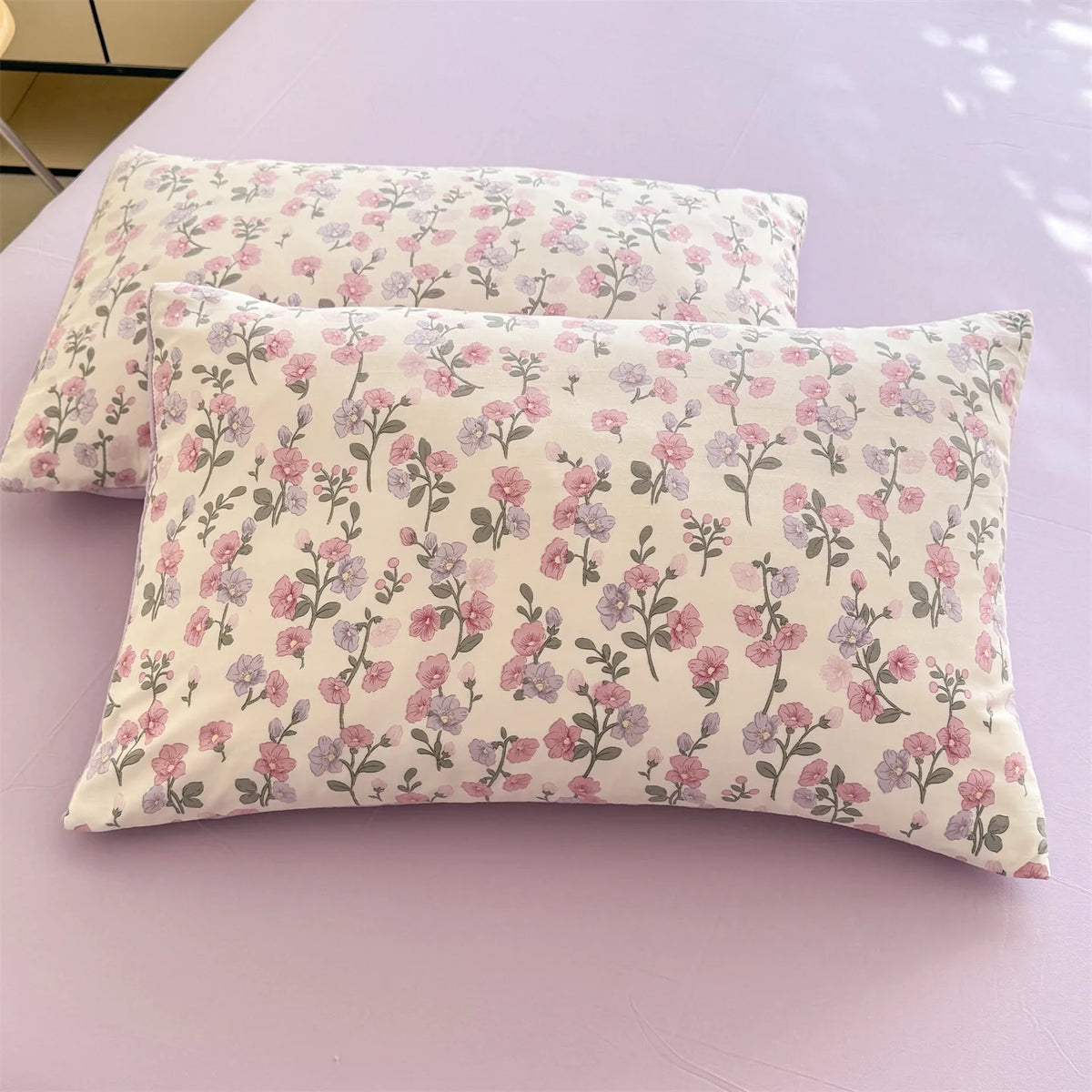 housse taie d'oreiller fleurs florales polyester 48x74cm vintage couleurs pastel motifs floraux respectueux environnement